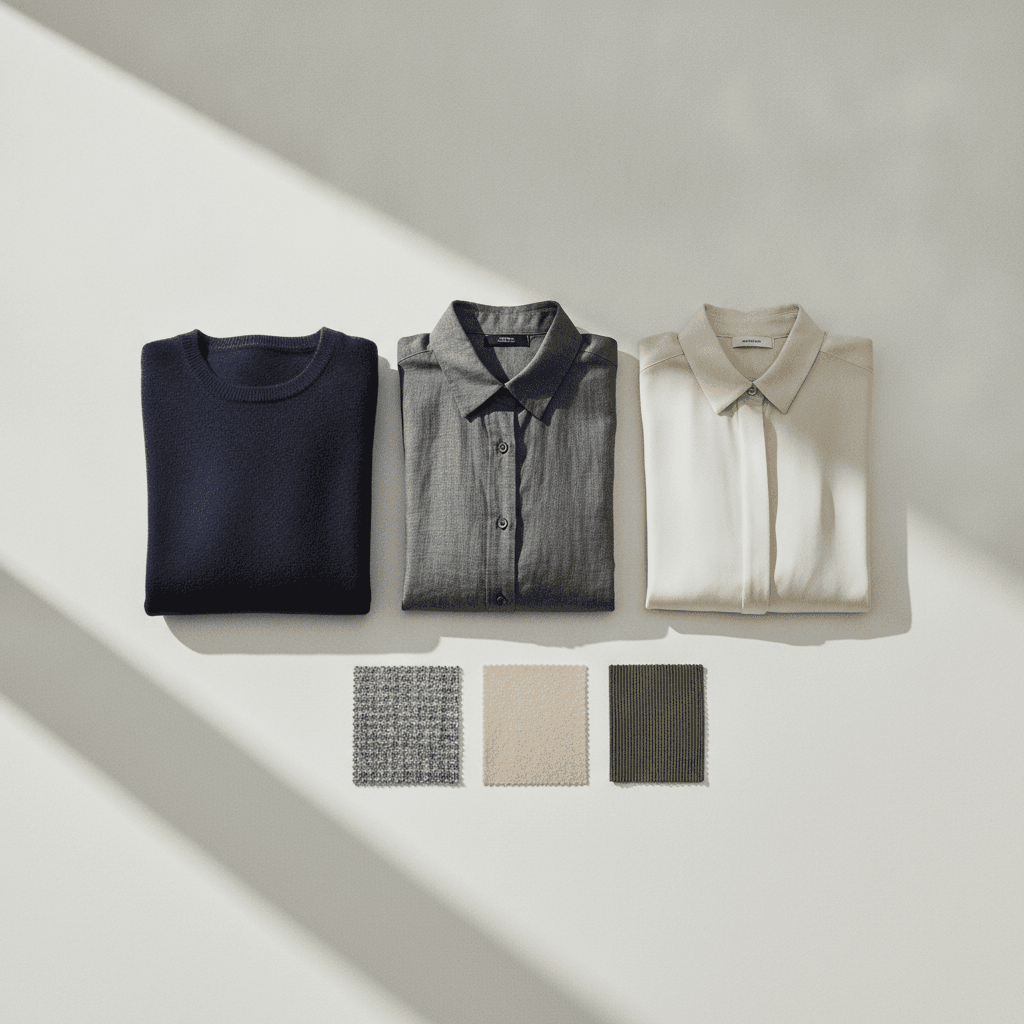 Kleidungsstücke und Stoffmuster für die Personalshopping-Beratung